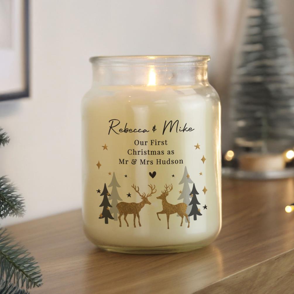 Personalised Christmas Reindeer Large Jar Candle Extra Image 2